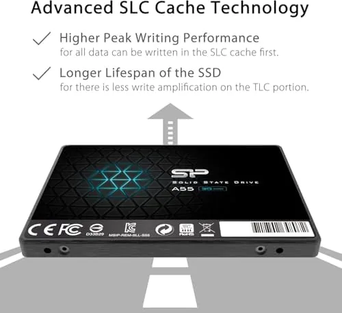 Benchmark showing sequential read and write speeds for the A55