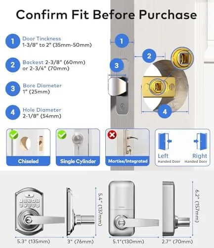 The TEEHO TE019 Smart Keypad Door Lock with Handle for Front compared in context