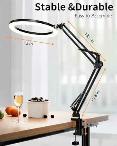 The UBeesize 12'' Overhead Ring Light for Desk with Phone Mount in real use
