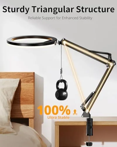 The UBeesize 12'' Overhead Ring Light for Desk with Phone Mount compared in context