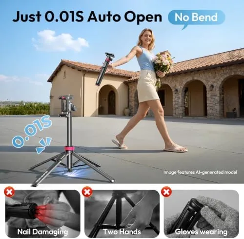 Close look at the ULANZI MT-44B Phone Tripod, 59'' Auto Open Phone Stand Dual build quality