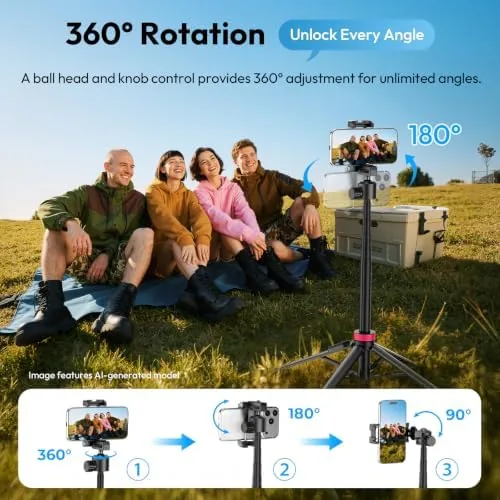 The ULANZI MT-44B Phone Tripod, 59'' Auto Open Phone Stand Dual in real use