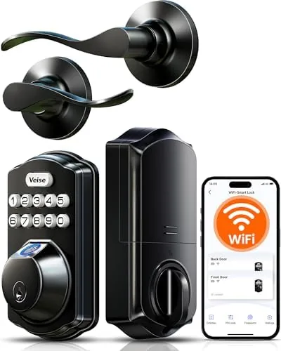 Veise VE012W-B Smart Wi-Fi Deadbolt Lock with Handle Set, Matte Black | Voice & Review: Tested and Rated