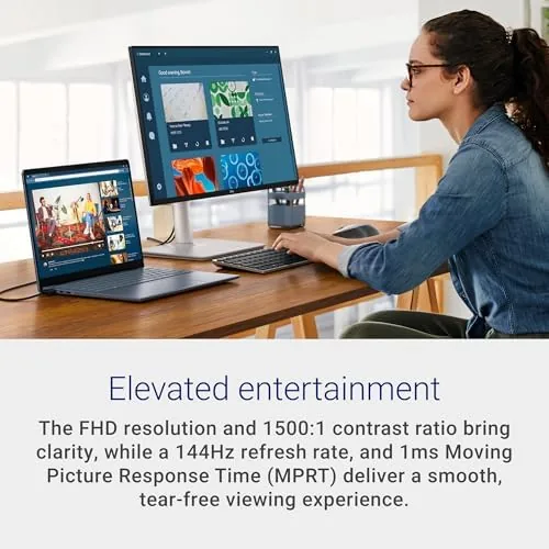Monitor stand showing height and tilt adjustment