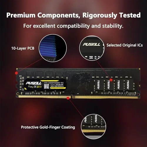 Another view of the PUSKILL DDR4 32GB (2x16GB) 3200MHz PC RAM | CL16-18-18-42 |