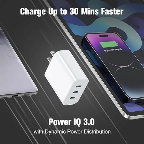Close look at the USB C Charger Block, Amoner 35W 3-Port PD Fast Charger build quality