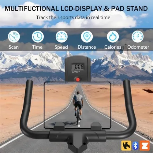 Rider pedaling the bike at high resistance during a course