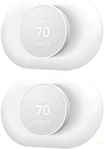 Nest Thermostat 2020 mounted with the white wall plate cover