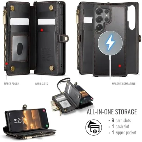 Close look at the Defencase for Galaxy S26 Ultra Case Wallet Compatible with Magsafe build quality