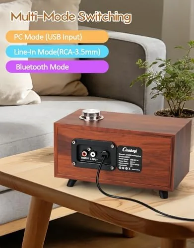 Detail shot of the Wooden PC Soundbar Computer Speakers , PC Speakers USB Powered | features