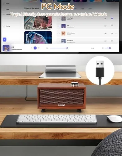 Another view of the Wooden PC Soundbar Computer Speakers , PC Speakers USB Powered |
