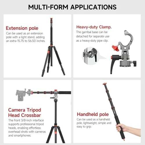Close look at the AMBITFUL 56.5" Tripod Extension Boom Arm Aluminum Heavy-Duty Stand Arm build quality