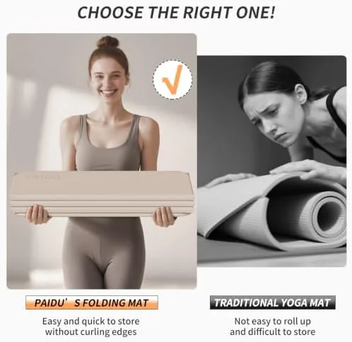 The PAIDU Foldable Yoga Mat 10MM Thick SGS Certified TPE 75x26" compared in context