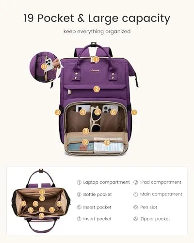The LOVEVOOK Laptop Backpack for Women with Giant Tumbler Holder Pocket,17 in real use