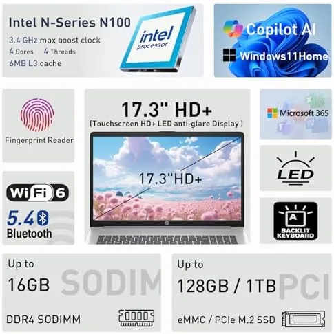 Close look at the HP 17.3" Touchscreen Laptop w/Microsoft 365, 8GB RAM, 128GB SSD build quality