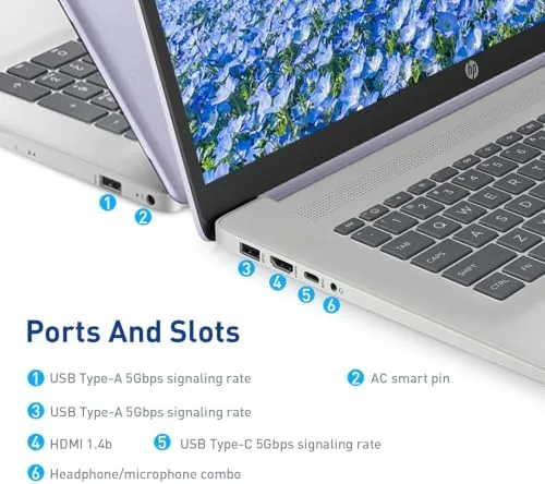 Detail shot of the HP 17.3" Touchscreen Laptop w/Microsoft 365, 8GB RAM, 128GB SSD features