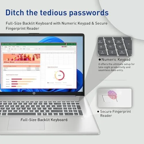 Another view of the HP 17.3" Touchscreen Laptop w/Microsoft 365, 8GB RAM, 128GB SSD