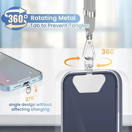 The Metal Phone Tether Tab, 360° Rotating Phone Lanyard Tab, 3Pack in real use
