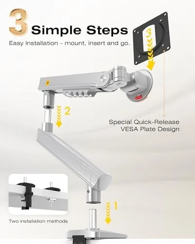 Another view of the NB SmooVex™ Single Computer Monitor Mount, Monitor Stand fits up