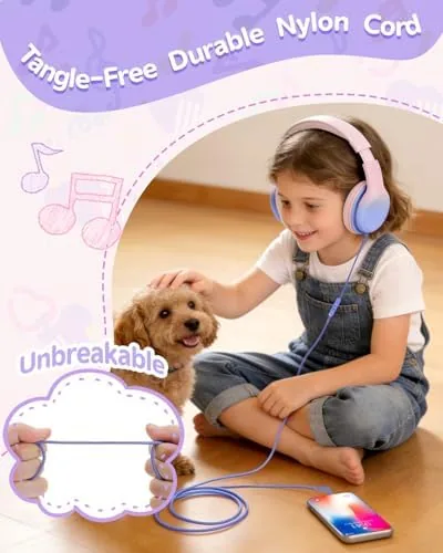 The Over Ear Kids Headphones with HD Mic, Safe Volume Limited in real use