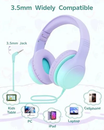 Another view of the Over Ear Kids Headphones with HD Mic, Safe Volume Limited