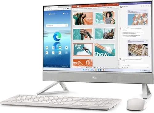 Side profile of the thin Dell All-in-One desktop