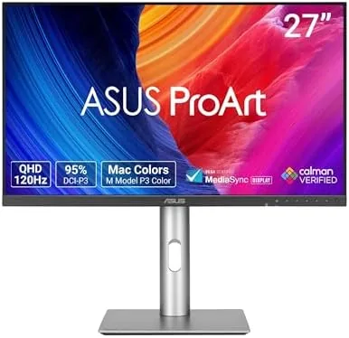 ASUS ProArt PA278QGV 27 inch monitor on its ergonomic stand
