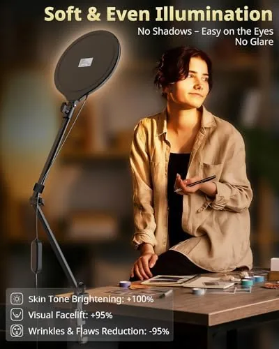 Close look at the UBeesize 10" Desk Ring Light with Stand, Multi-Angle Adjustable Arm build quality