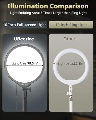 Another view of the UBeesize 10" Desk Ring Light with Stand, Multi-Angle Adjustable Arm