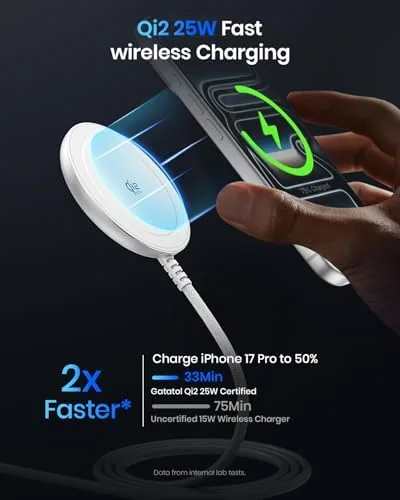 Close look at the Magnetic Wireless Charger, 5FT Qi2 25W Fast Charging Pad Compatible build quality