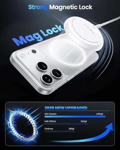 Detail shot of the Magnetic Wireless Charger, 5FT Qi2 25W Fast Charging Pad Compatible features