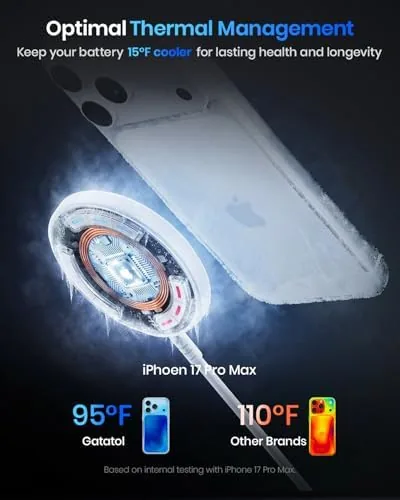 The Magnetic Wireless Charger, 5FT Qi2 25W Fast Charging Pad Compatible in real use