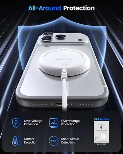 Another view of the Magnetic Wireless Charger, 5FT Qi2 25W Fast Charging Pad Compatible