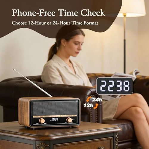 Testing the Vintage Wooden AM FM Radio Bluetooth Clock Radio for Bedroom over two weeks