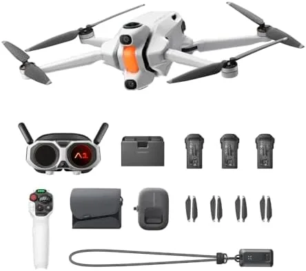 The Antigravity A1 drone unfolded with its 360 camera and propellers visible