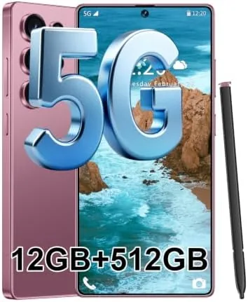 The S25 Ultra in Rose Gold held upright showing its large display