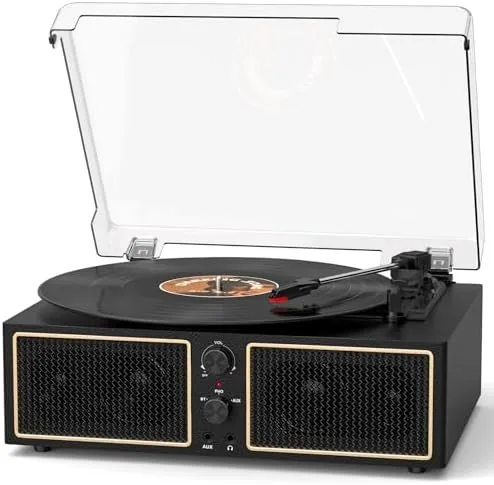 Overview of the Vinyl Record Player with 4 Built-in Stereo Speakers, Turntable for