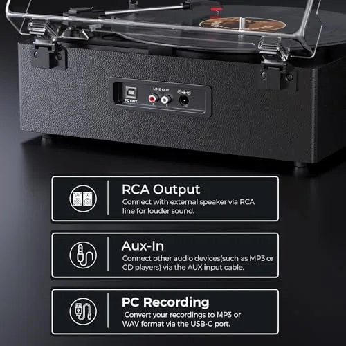 The Vinyl Record Player with 4 Built-in Stereo Speakers, Turntable for compared in context