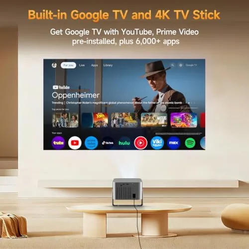 Close look at the Alwtniet HY350GT Projector with Google TV, WiFi 6, Bluetooth 5.4 build quality
