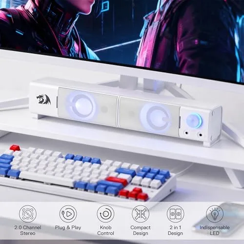 Close look at the Redragon GS550 PC Gaming Speakers 2.0 Channel Stereo Enhanced Sound build quality
