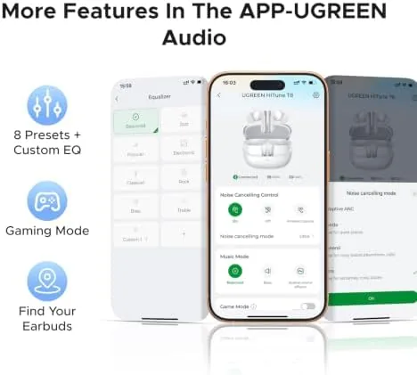 The UGREEN EchoBuds Plus Wireless Earbuds, Adaptive ANC, Bluetooth 6.0, 50H compared in context