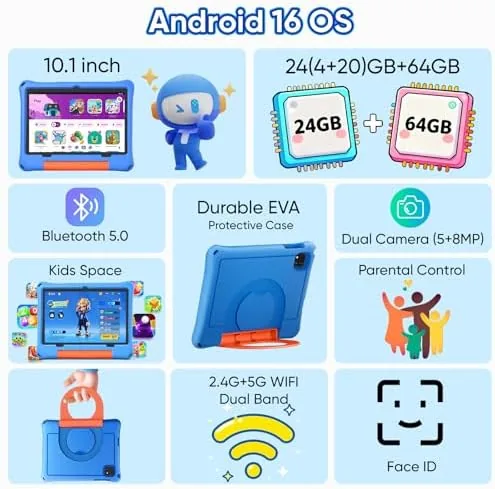 Close look at the aiprotablet 10 inch Kids Tablet, Android 16 Tablet for Kid build quality