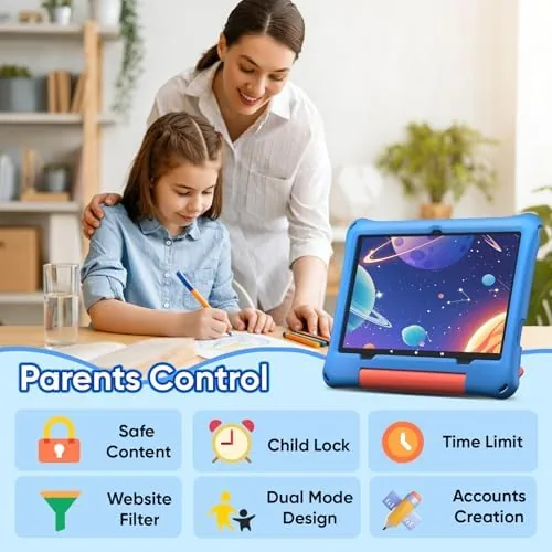 Detail shot of the aiprotablet 10 inch Kids Tablet, Android 16 Tablet for Kid features