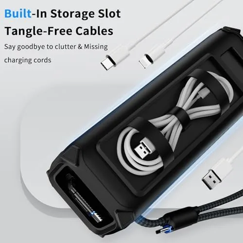 Hand holding the cased power bank showing the secure non slip grip