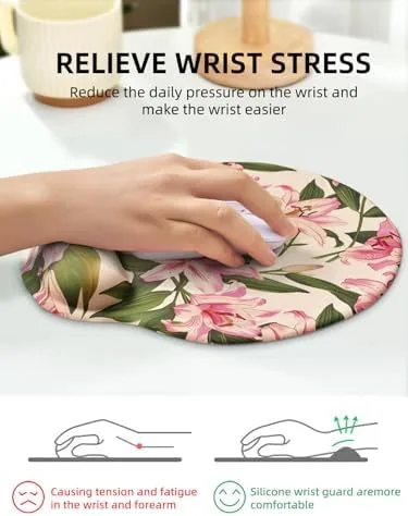 Close look at the Lily Floral Mouse Pad Wrist Support Wrist Rest, Flower Ergonomic build quality