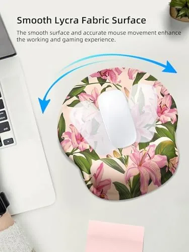 The Lily Floral Mouse Pad Wrist Support Wrist Rest, Flower Ergonomic in real use