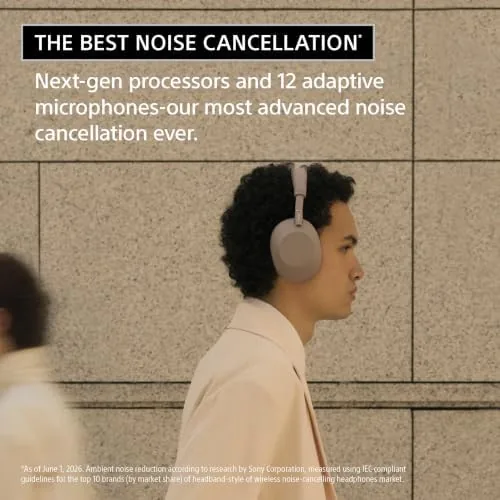 The Sony WH-1000XM6 The Best Noise Cancelling Wireless Headphones, Sand Pink in real use
