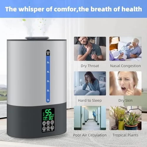 Another view of the Coolfiqu 6L Warm & Cool Mist Humidifiers for Bedroom,Large Room,Plants