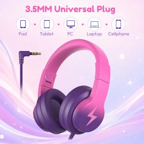Another view of the Candy Bila Wired Kids Headphones for School, Over-Ear for Boys