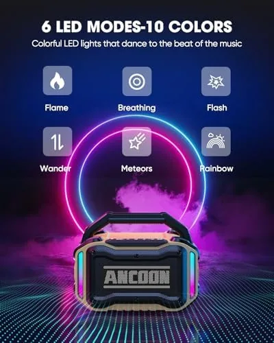 The ANCOON Speakers Bluetooth Wireless: 80W(Peak) Loud Speaker with Bass, 20H compared in context